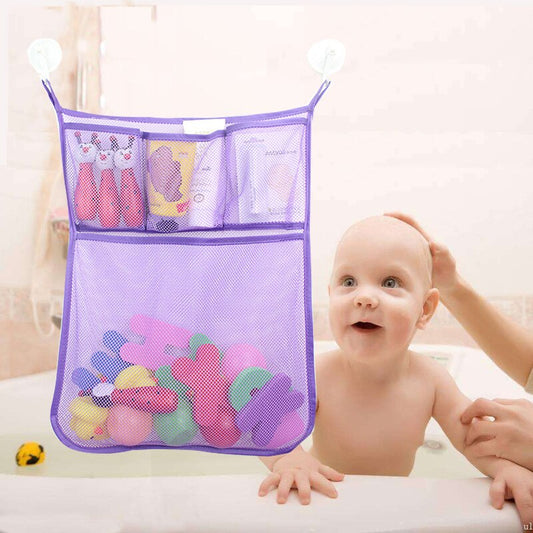 Bathroom Toy Storage Bag, Baby Shower Supplies, Mesh Bag, Multi-cell, Double-layer Storage, Sundries Hanging e Bag Storage
