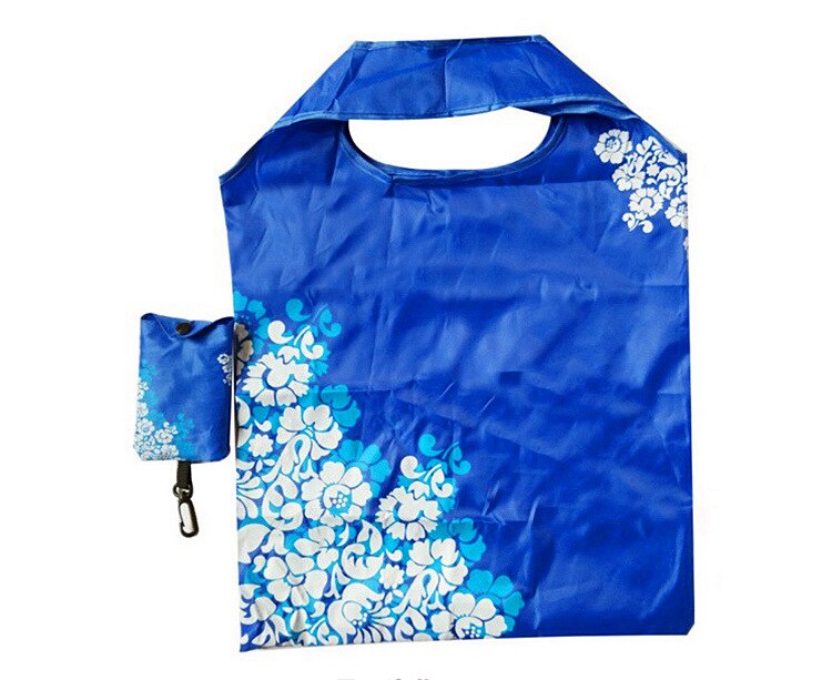 210D Oxford Cloth Manufacturer Blue and White Pottery Mobile Reusable Shopping Bag Folding Portable Storage