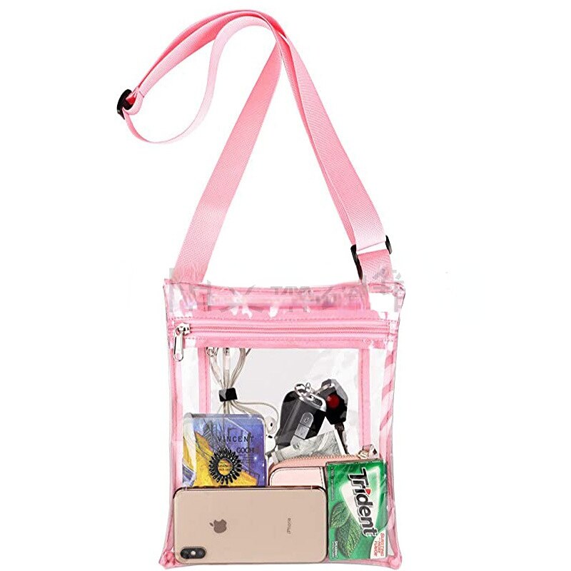 Transparent PVC Messenger Bag Adjustable Shoulder Strap Stadium Transparent Bag Outdoor Travel Sports Storage Bag Storage