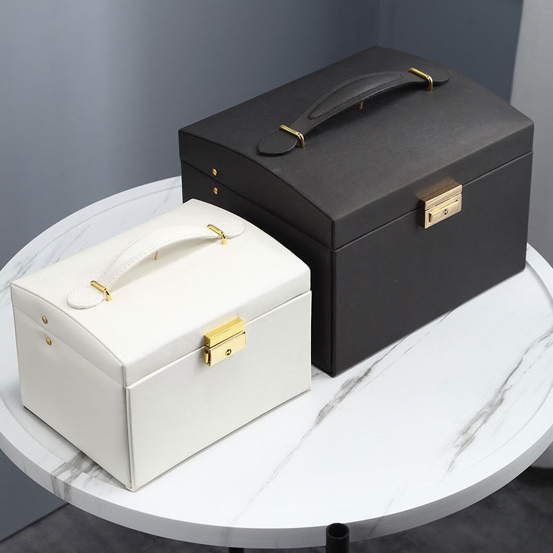 Large size cross-border jewelry box Cross Storage Portable with mirror Ornaments storage item ring jewelry box Jewelry box