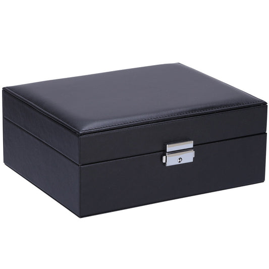 Can be customized large capacity double layer jewelry box wholesale flip leather jewelry storage box PU ring watch storage box