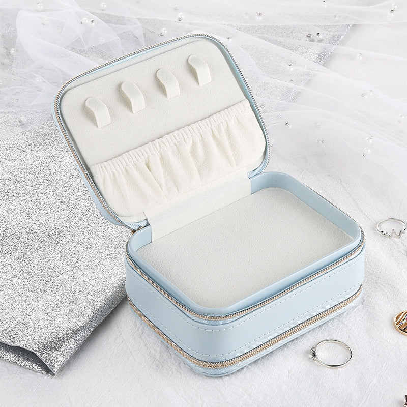 Cross-border simple zipper jewelry storage box Portable necklace earring ring jewelry storage box Lipstick storage box