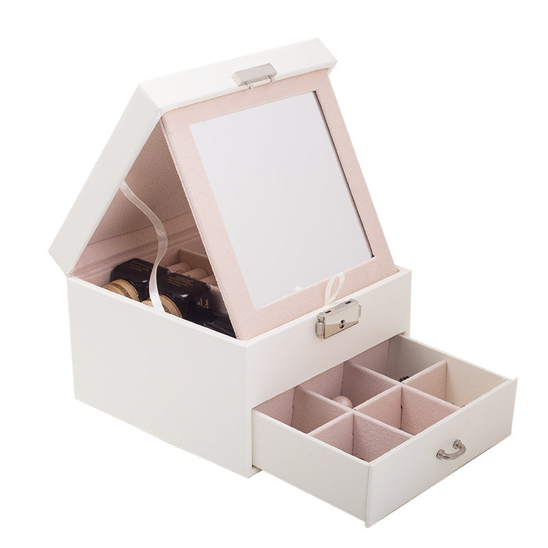 European simple double-layer jewelry storage box small red book drawer type creative earrings ring lipstick jewelry storage box