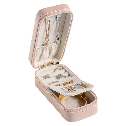Candy color portable rectangular jewelry box Amazon Necklace Stud Earrings Jewelry Storage box pu Jewelry box