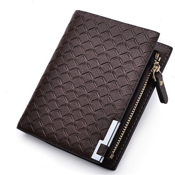 2021 short plaid designer Men's leather wallet with zipper card holder