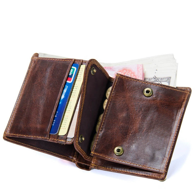 Frame Wallet 2023 New Arrival Card Holder Multiple Wallet Men's Wallet Smooth and Soft Cartoon Metal GENUINE Leather Short Satin