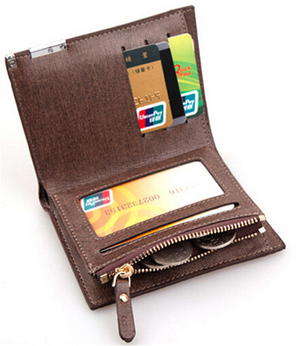 2021 short plaid designer Men's leather wallet with zipper card holder