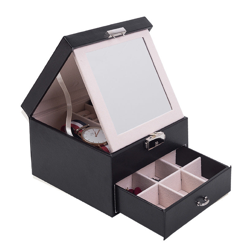 European simple double-layer jewelry storage box small red book drawer type creative earrings ring lipstick jewelry storage box