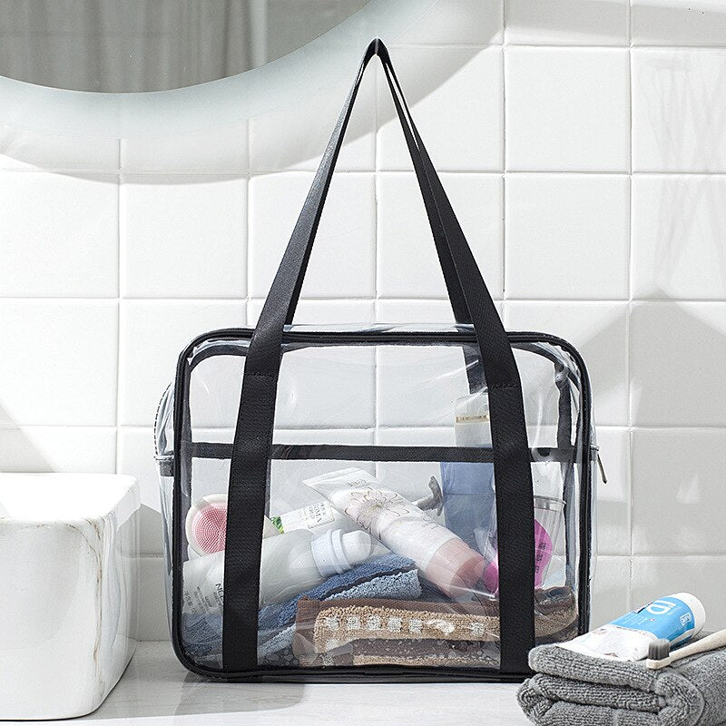Large capacity transparent wash bag PVC handbag storage cosmetic bag bath bag waterproof travel bag