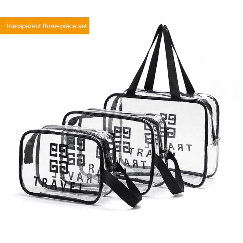 Large Portable Waterproof Pvc Cosmetic Bag Transparent Portable Travel Convenience Bag Skin Care Cosmetic Storage Bag