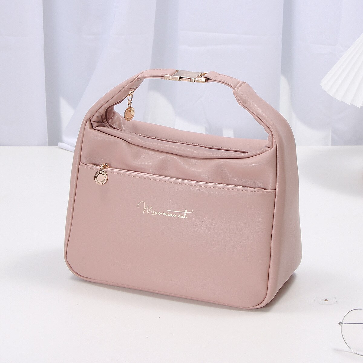 Bento Bag, PU Leather Lunch Box Bag, Aluminum Foil Insulation BagIce Pack, High-value Lunch Box Bag