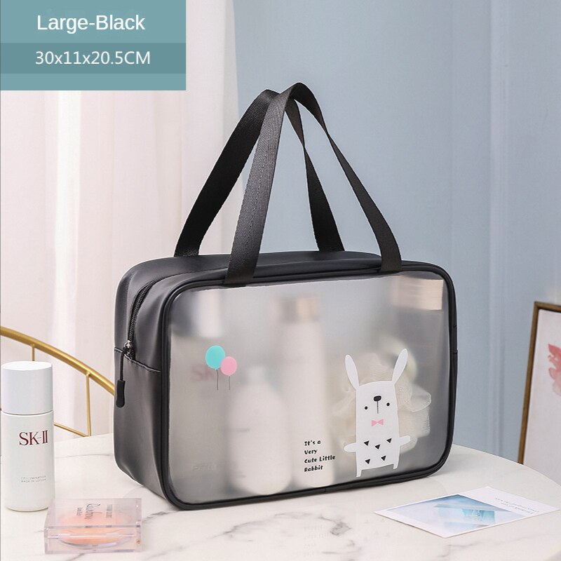 New Cartoon PVC Cosmetic Bag Transparent Wash Bag Swimming Bag Lovely Storage Bag PU Two Hands Waterproof