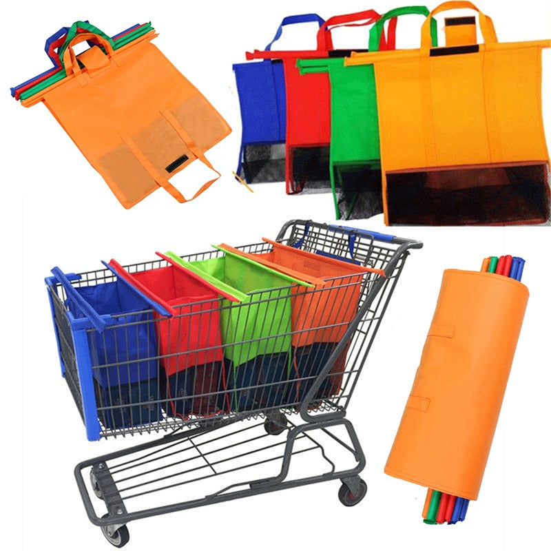 4-piece set of supermarket shopping cart thermal insulation non-woven bag tube European &American supermarket cart shopping bag