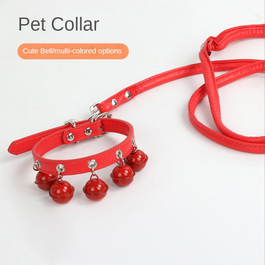 Pet Bell Collar with Bell Small Dog Collar with Dog Chain Dog Rope Pet Traction Rope