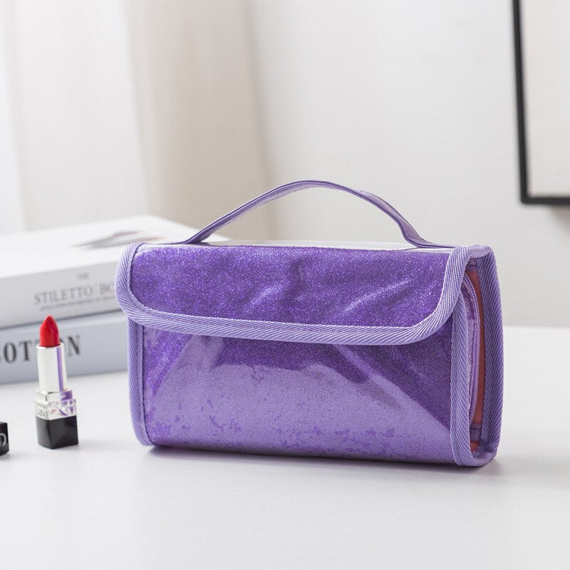 New Portable Cosmetic Bag PVC Wash Bag Waterproof Snap Can Be Hung Bathroom Folding Travel Bag
