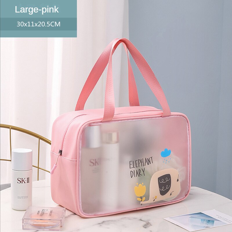 New Cartoon PVC Cosmetic Bag Transparent Wash Bag Swimming Bag Lovely Storage Bag PU Two Hands Waterproof