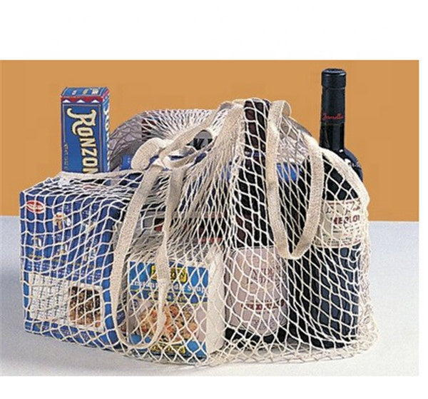 Net Shopping Bag Cotton Market String Reusable Mesh bag with Long Handles Washable Mesh Storage Fruit Vegetable