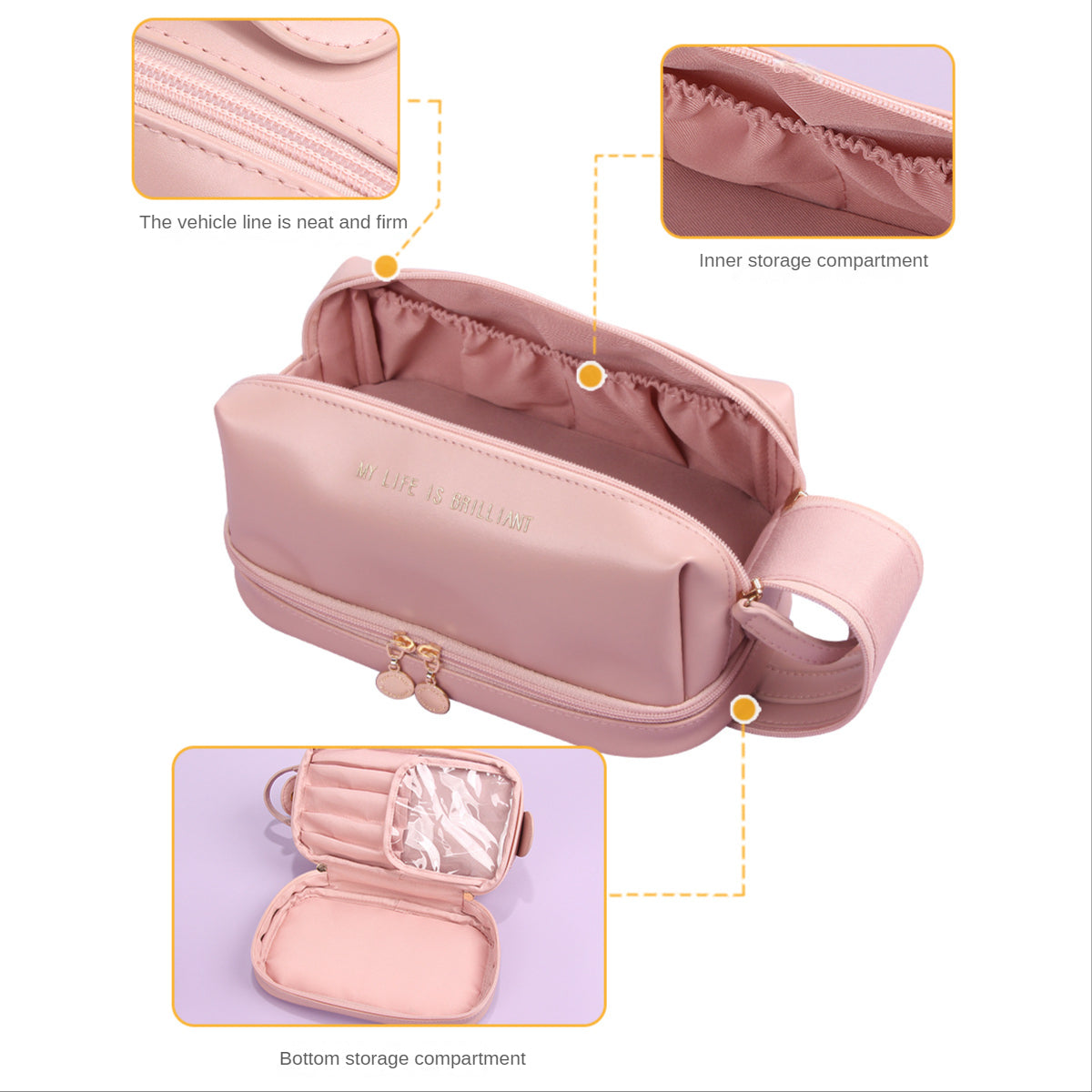New PU leather female cosmetic bag large capacity ins advanced cosmetic bag online celebrity wash storage bag