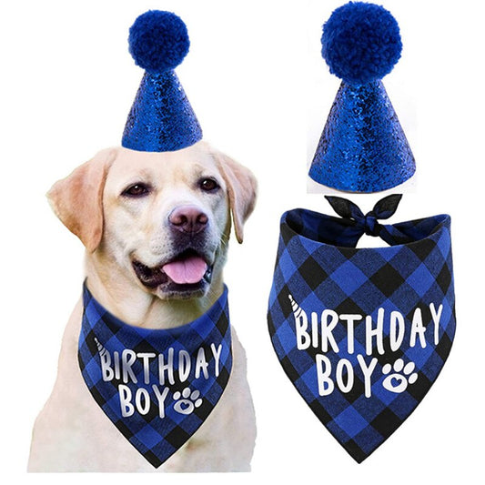 petPet Birthday Suit Saliva Towel Triangle Hat Pet Party Decorations Dog Accessories  Dog Bandana  Halloween Pet