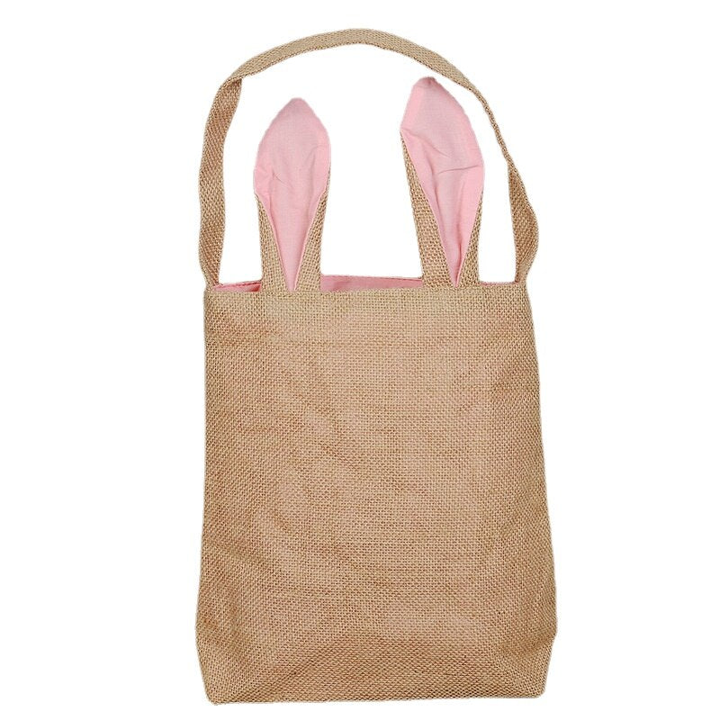 Golden Classic Simple Easter Rabbit Gift Ear Bag Jute Handbag Egg Candy Storage Package Storage