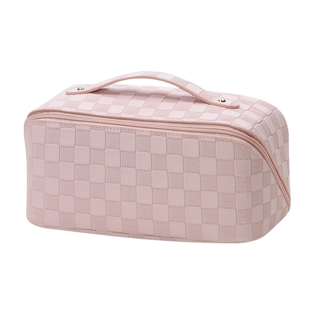 PU Leather Advanced Feeling Checkerboard Pillow Bag Large Capacity Multifunctional Waterproof Cosmetic Storage Bag Storage