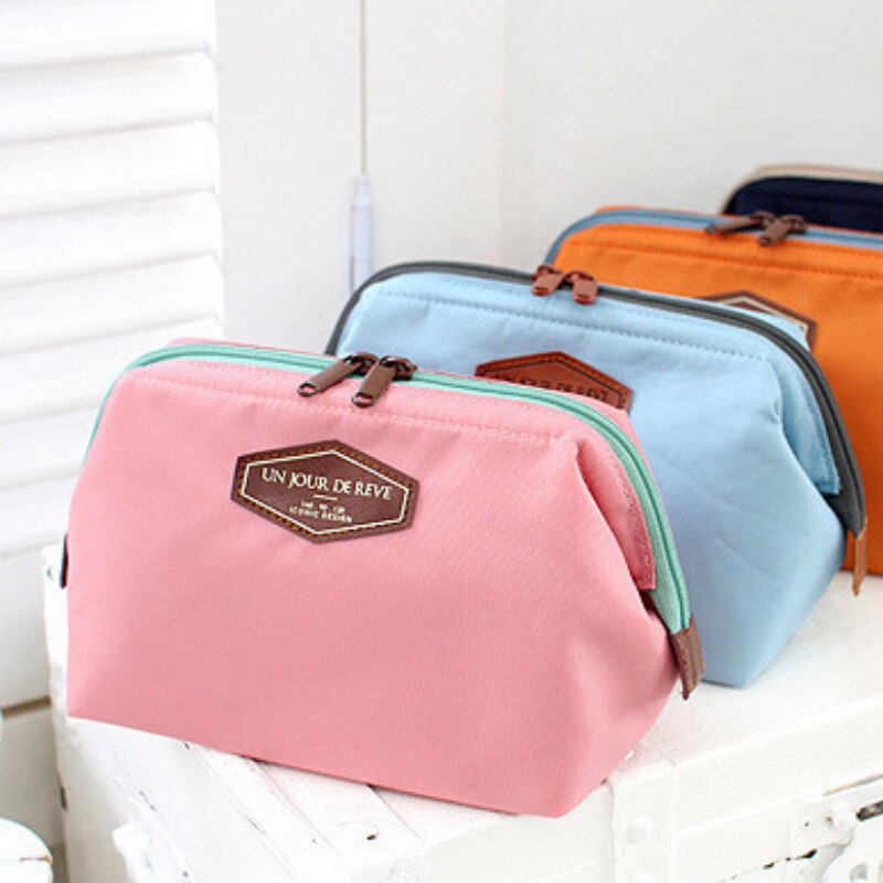 Frog Mouth Bag Portable Large-capacity Storage Bag, Cotton Cloth Washing Bag, Popular Steel Frame Cosmetic Bag Storage