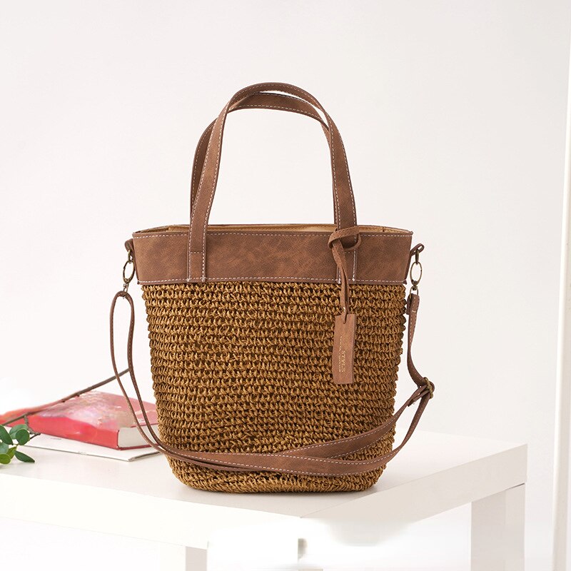 Straw Bag New Fashion Simple Handbag Western Style Seaside Holiday Beach Handbag Shoulder Bag Storage