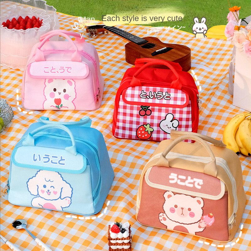 With Rice Bag High Value Aluminum Foil Insulation Lunch Box Bag Ins Wind Student with Hand-held Lunch Bento Bag Wholesale Storage