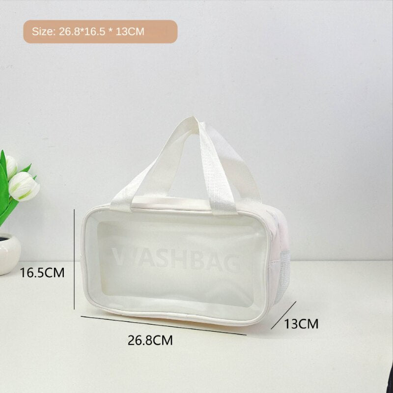 Macaroon Matte Waterproof Cosmetics Travel PVC Storage Bag Send Sticker Makeup Bag Cleaning Bag Portable Storage