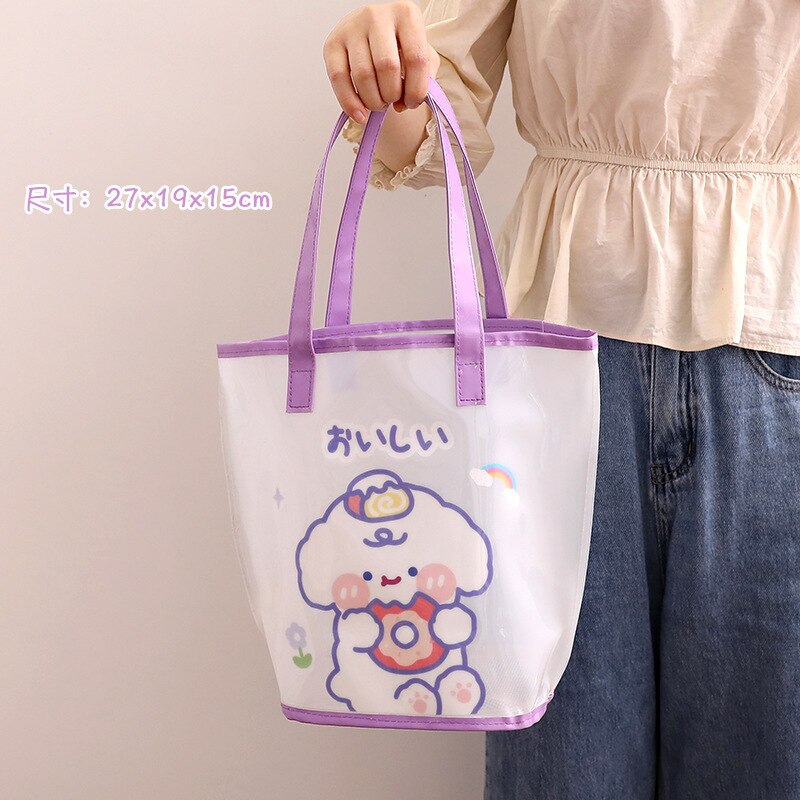 Transparent Large-capacity Beach Jelly Bag Women's Waterproof Swimming Bag PVC Portable Bag Shopping Bag Storage