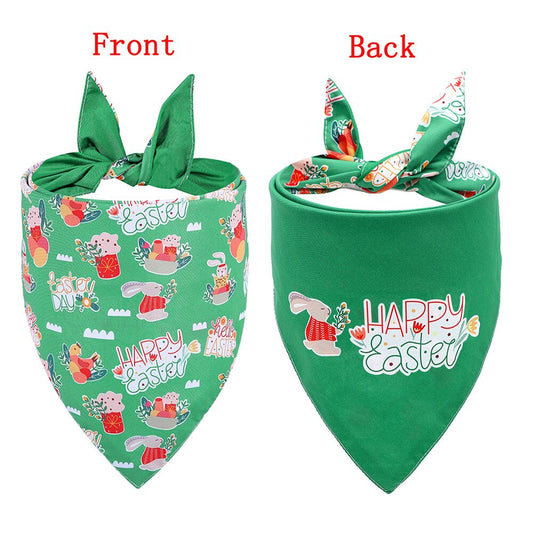 petFactory Stock  New Easter Pet Triangle Scarf Rabbit Carrot Pattern Pet Scarf Triangle Scarf Dog Accessories