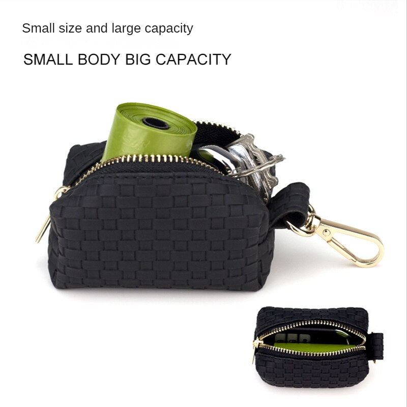 New Pet Garbage Bag Bag Portable Poop Bag Bag Leather Zipper Garbage Multi-function Storage Bag