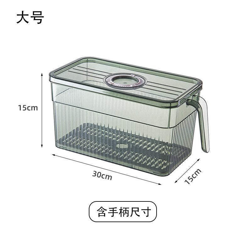 Kitchen Refrigerator Storage Box with Handle Crisper Food Grade Organizer Clear Plastic Storage Box Storage