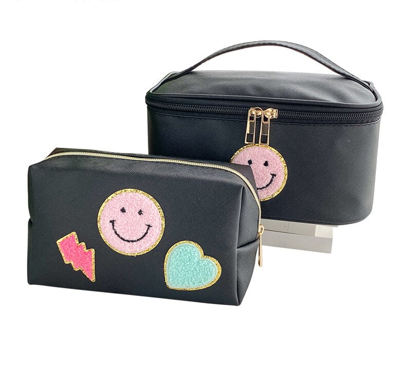 Combo Set New Embroidered Cosmetic Bag Large Capacity Portable Waterproof Makeup Storage Bag Square Wash Bag Storage