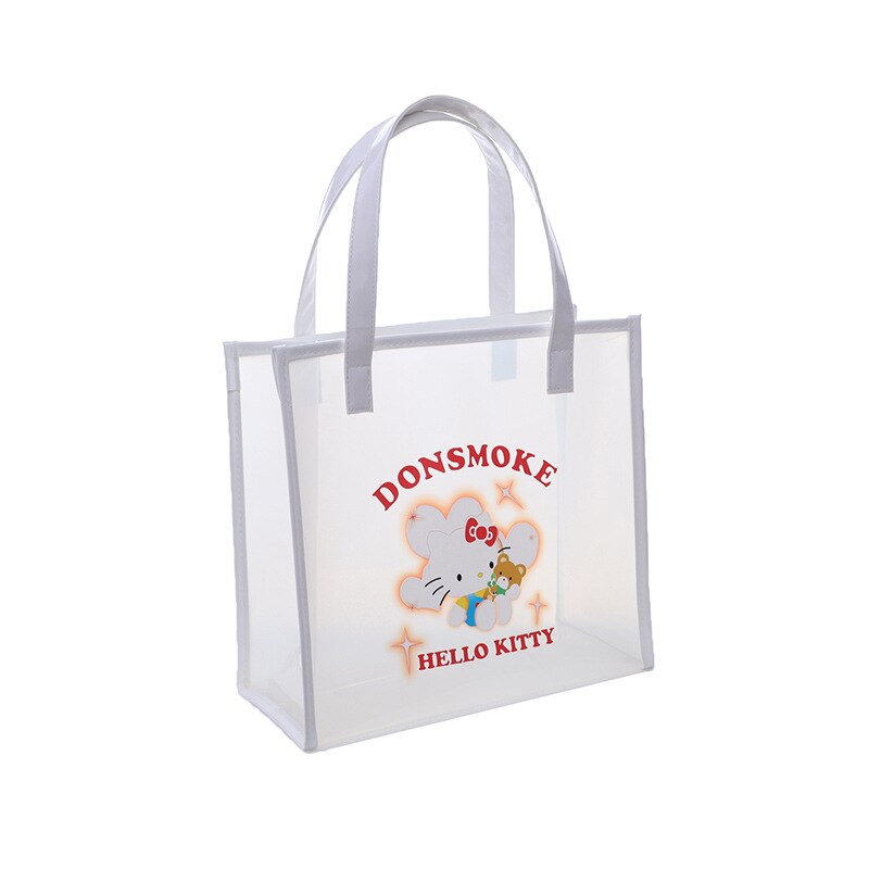 Cartoon PVC transparent handbag Student birthday gift bag Children's study bag Waterproof jelly bag Christmas bag Storage