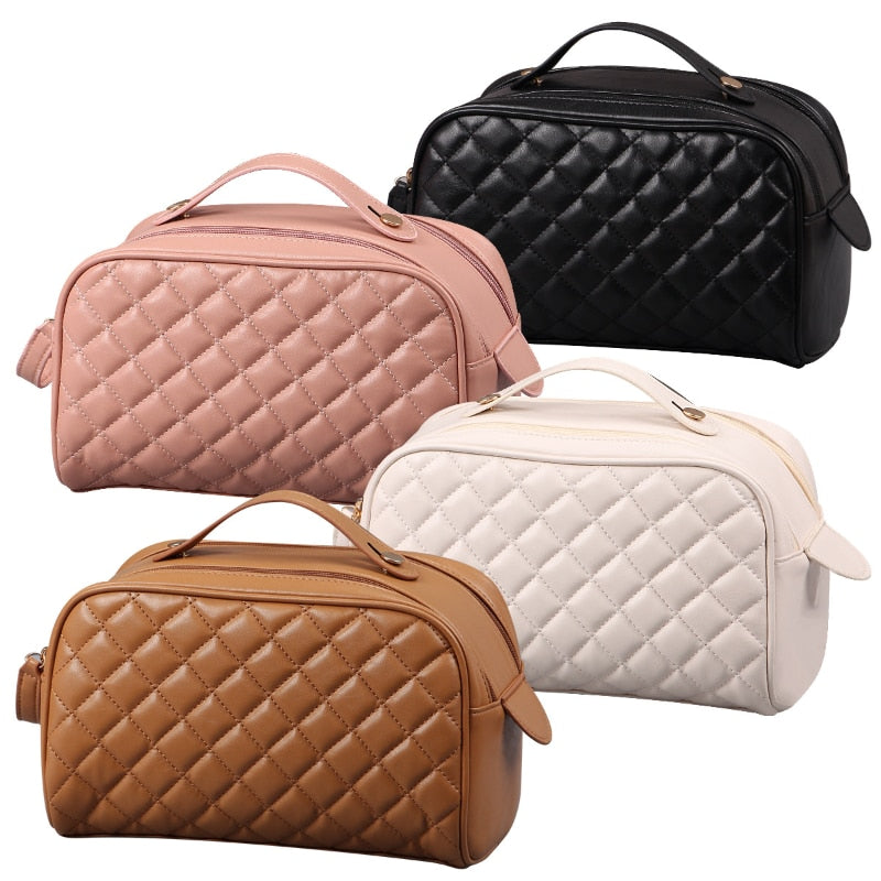 Quilted Cosmetic Bag for Women Multi-function Large-capacity Washing Advanced Sense Cotton Packing Bag Autumn and Winter Storage