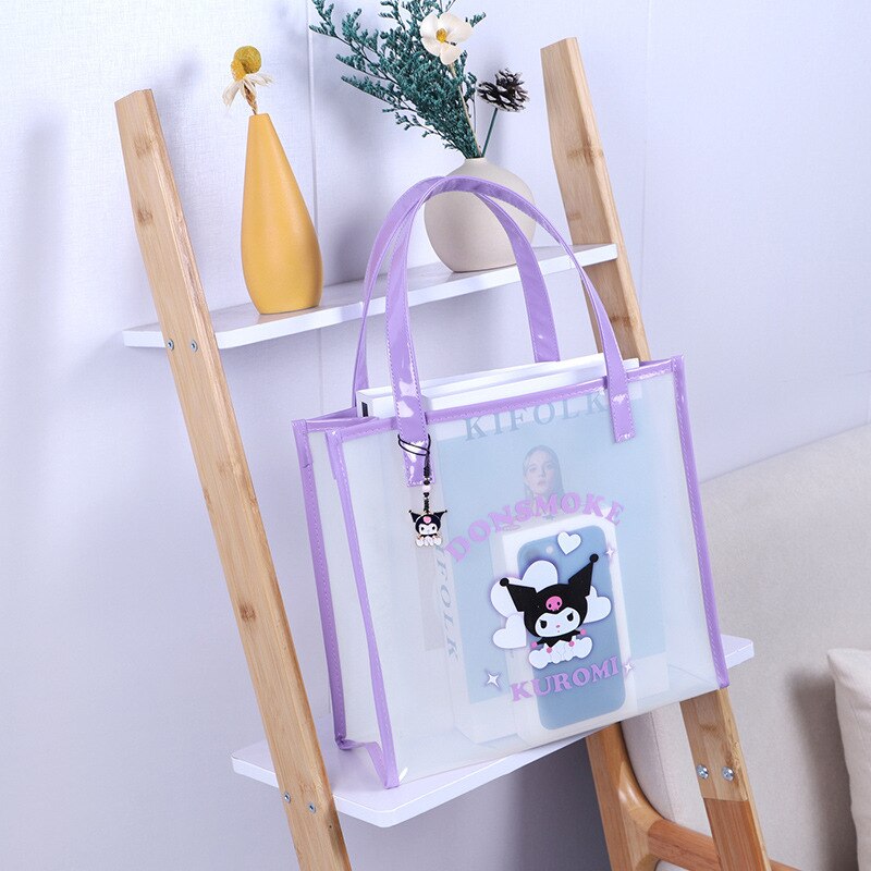 Cartoon PVC transparent handbag Student birthday gift bag Children's study bag Waterproof jelly bag Christmas bag Storage