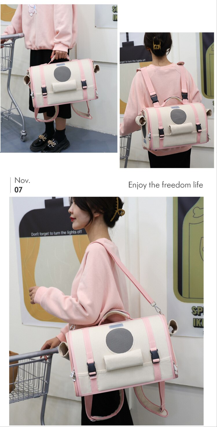 Pet Mochong Canvas Cat Bag Go out Portable Backpack Cat Two-Shoulder Handheld Oblique Straddle Cat Dog Travel Universal Pet Backpack