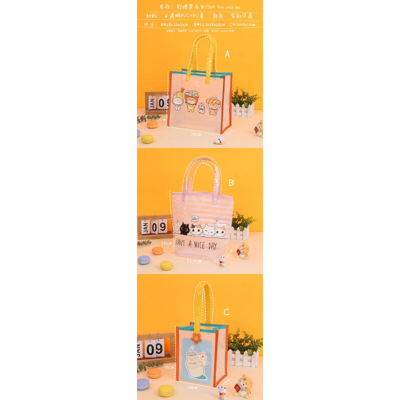 PVC Square Transparent Bag Jelly Bag TPU Fashion Laser Shopping Bag EVA Shoulder Makeup Gift Hand Printable Logo Storage