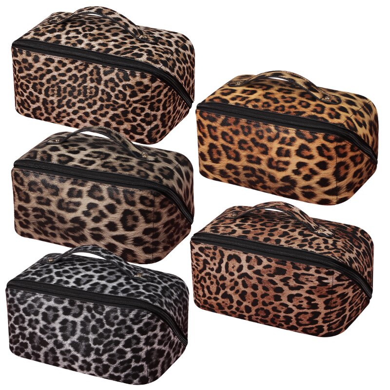 European and American Style Leopard Print PU Leather Large-capacity Multi-functional Makeup Bag High-grade Sense Toiletry Bag Storage
