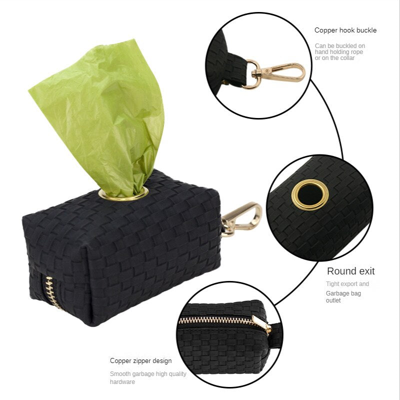 New Pet Garbage Bag Bag Portable Poop Bag Bag Leather Zipper Garbage Multi-function Storage Bag