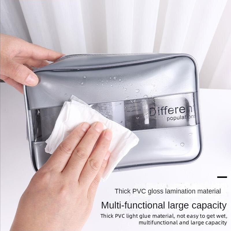 Multi-functional Digital Storage Bag, Zipper, Three-dimensional Waterproof Pvc Cosmetic Bag, Hand-held Men's Travel Wash Bag Storage