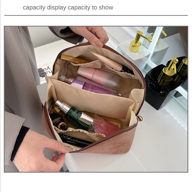 Makeup Bag Women's New Portable Large Capacity Mesh Red Super Fire Zipper Partition Portable Women's Multifunctional Texture Bag Storage