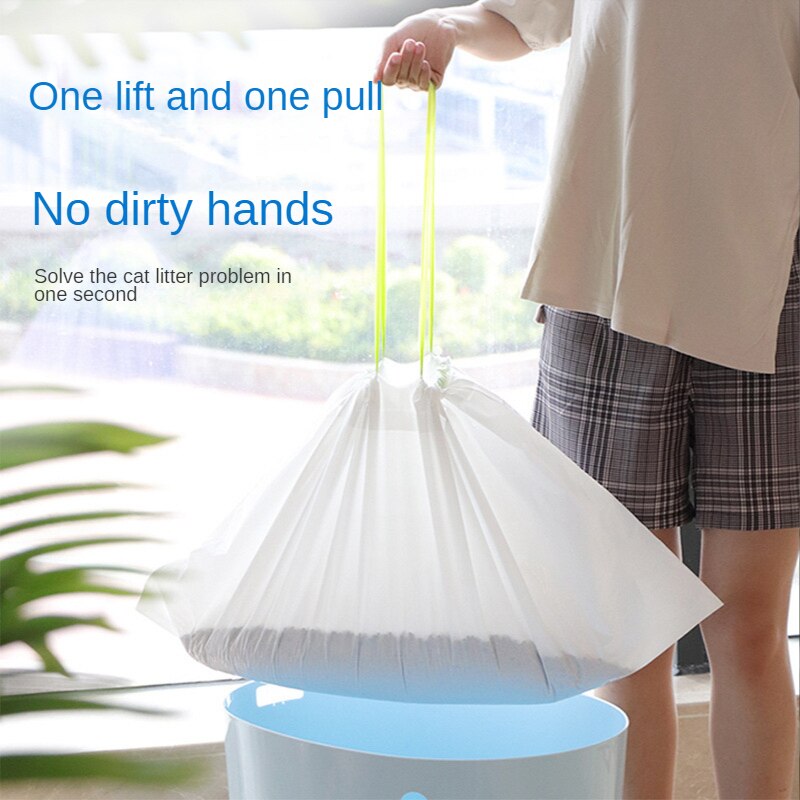 petDisposable Cat Litter Bag Lazy Man Shovel Free Cat Litter Basin Garbage Bag Portable Drawstring Cleaning Bag