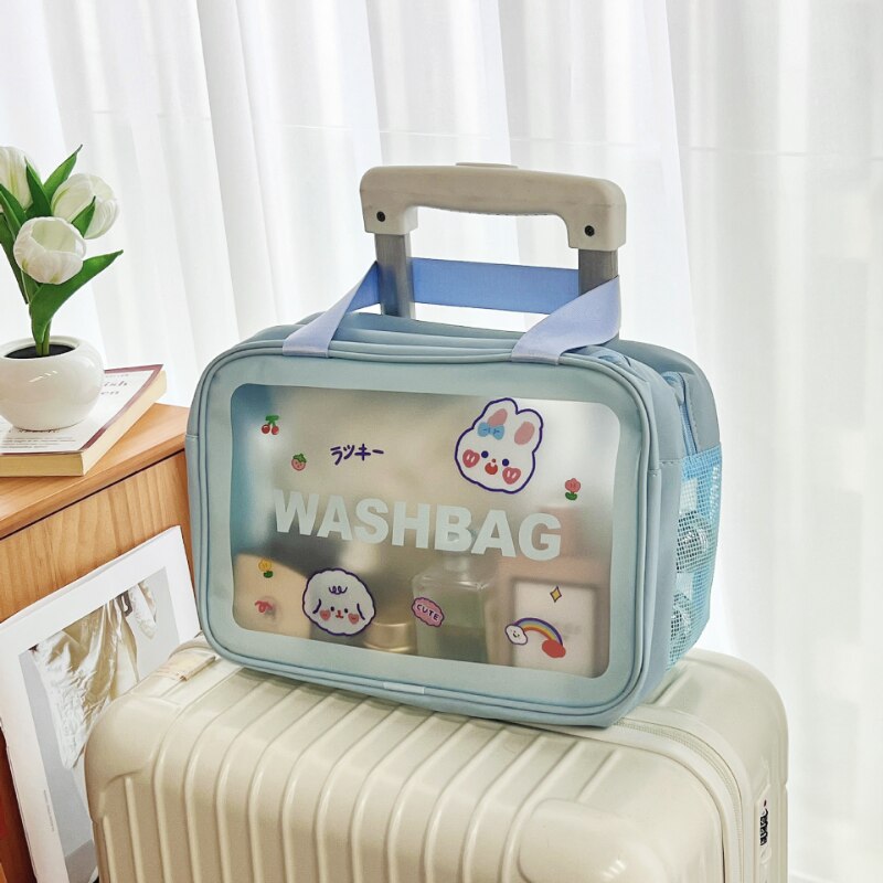 Macaroon Matte Waterproof Cosmetics Travel PVC Storage Bag Send Sticker Makeup Bag Cleaning Bag Portable Storage