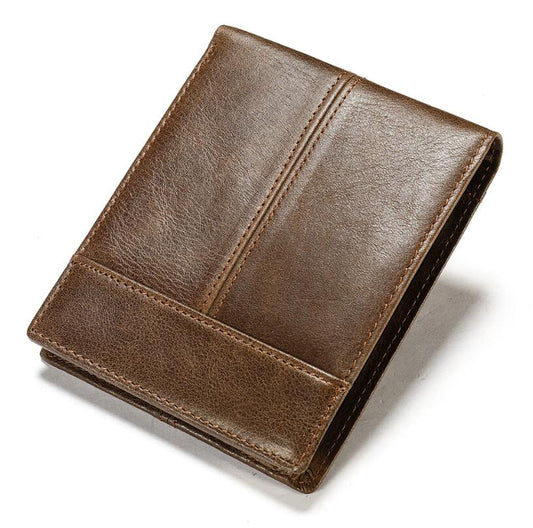2021 Amazon men retro leather wallet cowhide business swipe card RFID wallet men