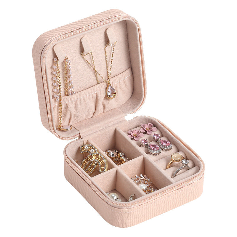 Simple and portable ins Macaron color jewelry storage box Travel earrings necklace ring storage jewelry box