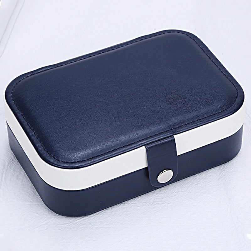 Portable girl's jewelry box necklace ring Earrings storage box Double-layer household jewelry box