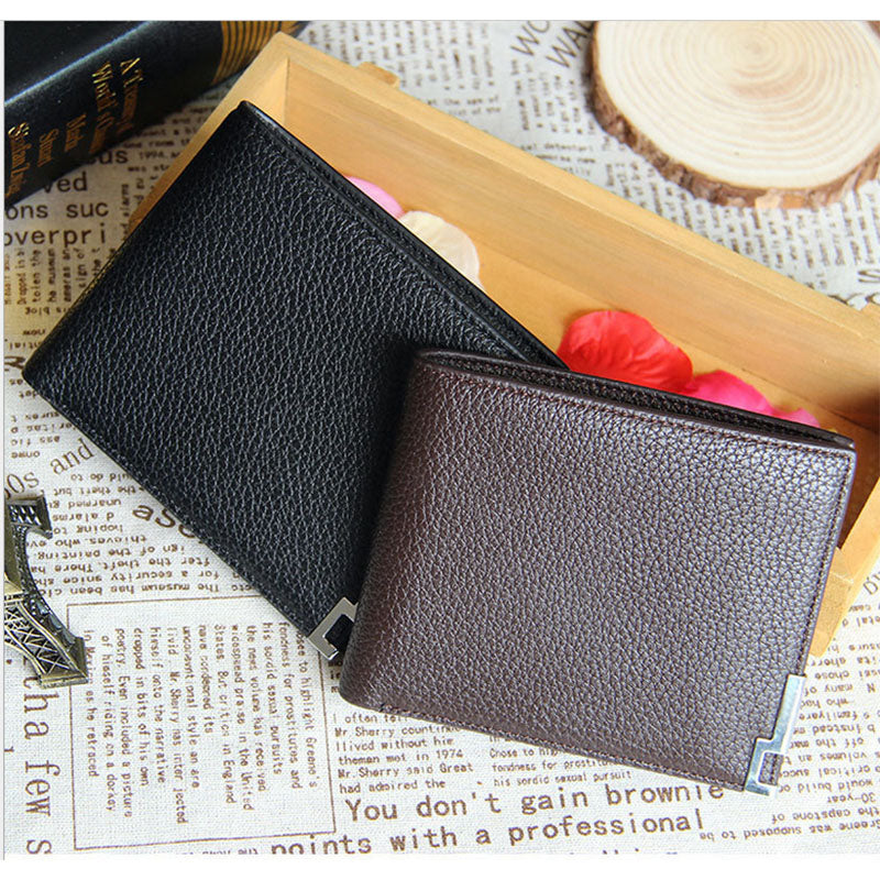 Top brand vintage mens wallet short slim male purses money card leather wallet