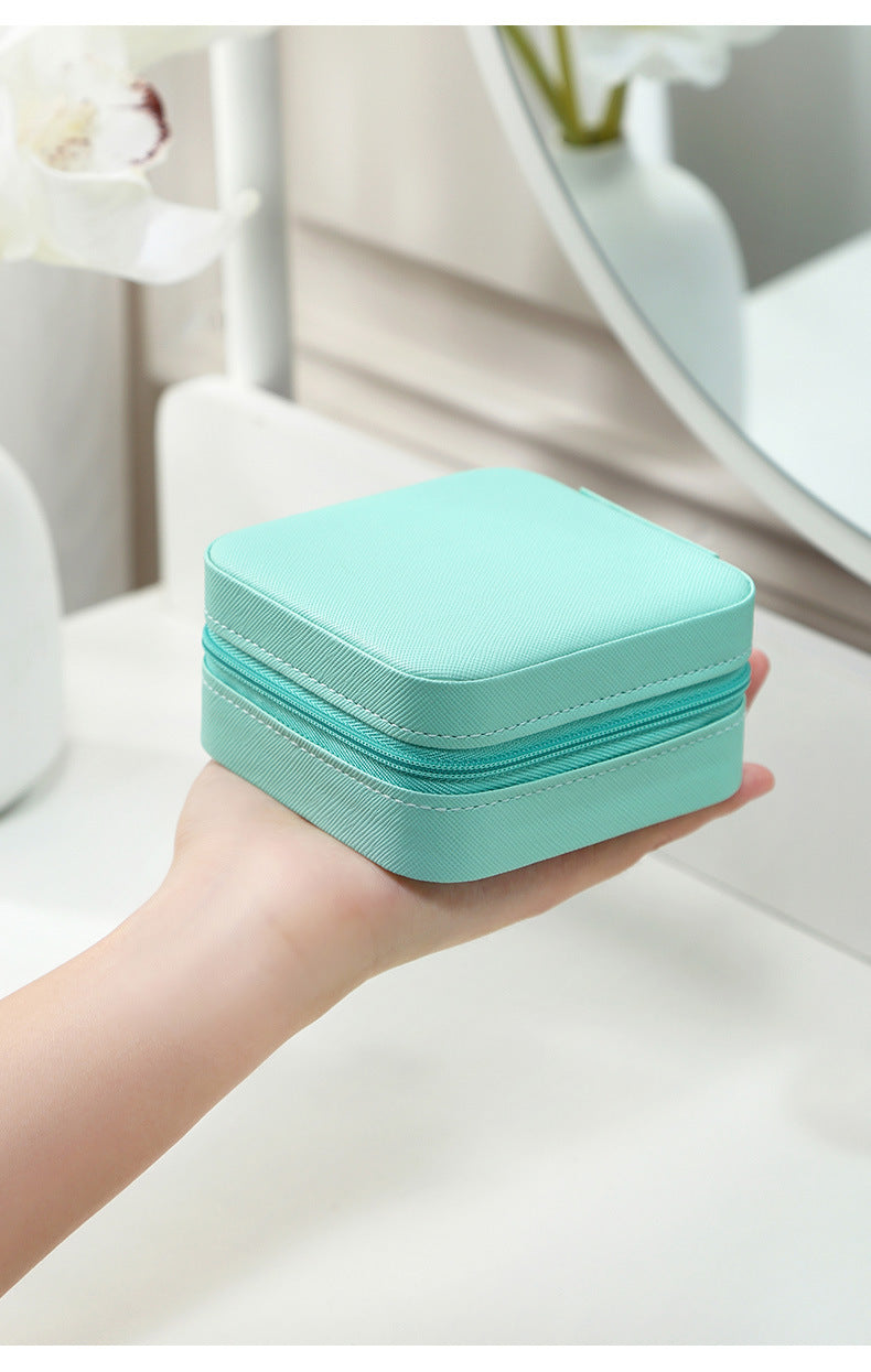 Simple and portable ins Macaron color jewelry storage box Travel earrings necklace ring storage jewelry box